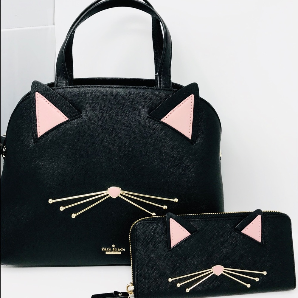 Kate spade cat meow Lottie black wallet NWT SET - Picture 2 of 8